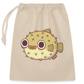Cute Puffer Fish - Closable cotton gift bag (25x30cm) - nature - Front