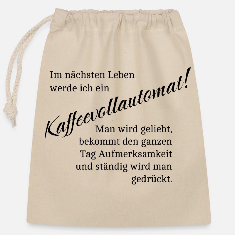 Kaffeevollautomat - Verschließbarer Geschenkbeutel aus Baumwolle (25x30cm) - Natur