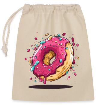Conception de beignets - Sac cadeau en coton avec cordon (25 x 30 cm) - nature - Devant