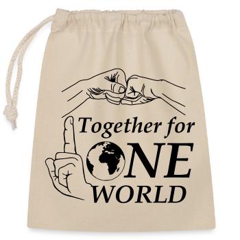 Ensemble pour un seul monde - Sac cadeau en coton avec cordon (25 x 30 cm) - nature - Devant