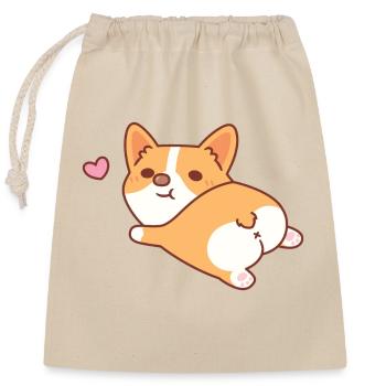 Cute Corgi Dog With Cute Butt - Closable cotton gift bag (25x30cm) - nature - Front