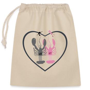 Brittany - Kalon Grey and Pink Lobsters - Closable cotton gift bag (25x30cm) - nature - Front