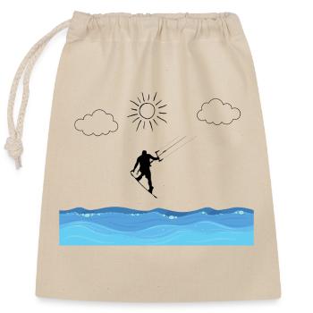 Kitesurfen - Sonne, Strand und Meer - Verschließbarer Geschenkbeutel aus Baumwolle (25x30cm) - Natur - Vorne