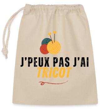 J' peux pas j'ai tricot - Sac cadeau en coton avec cordon (25 x 30 cm) - nature - Devant