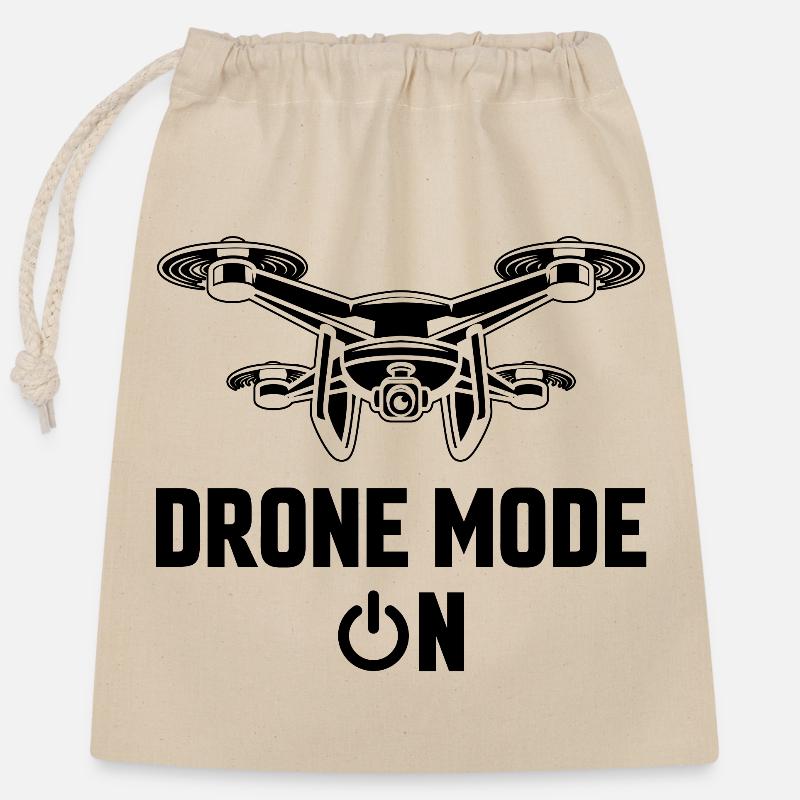 Drone Mode On - Closable cotton gift bag (25x30cm) - nature