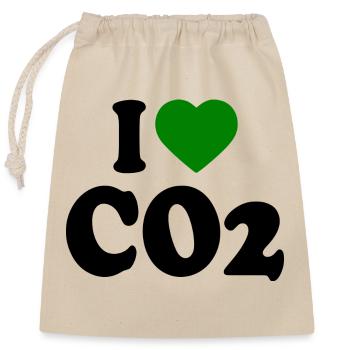I love co2 - Verschließbarer Geschenkbeutel aus Baumwolle (25x30cm) - Natur - Vorne