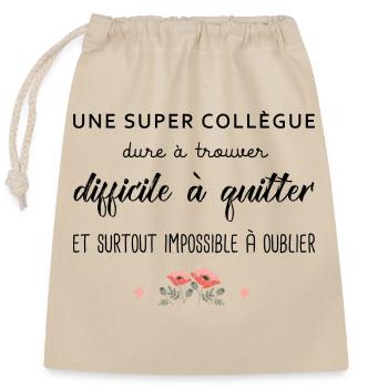 Cadeau Collègue une super collègue cadeau retraite - Sac cadeau en coton avec cordon (25 x 30 cm) - nature - Devant