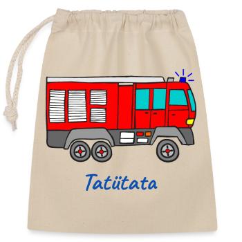 Feuerwehr Feuerwehrauto Tatütata Kinderfeuerwehr - Verschließbarer Geschenkbeutel aus Baumwolle (25x30cm) - Natur - Vorne