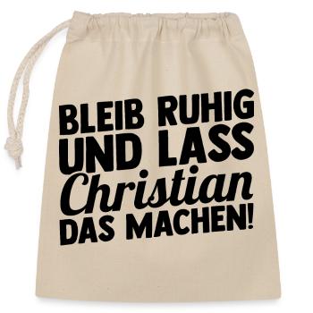 First name Chris Christian - Closable cotton gift bag (25x30cm) - nature - Front