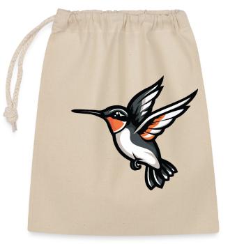Colibri Oiseau - Sac cadeau en coton avec cordon (25 x 30 cm) - nature - Devant
