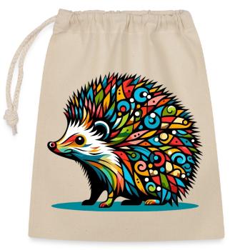 Igel - Verschließbarer Geschenkbeutel aus Baumwolle (25x30cm) - Natur - Vorne