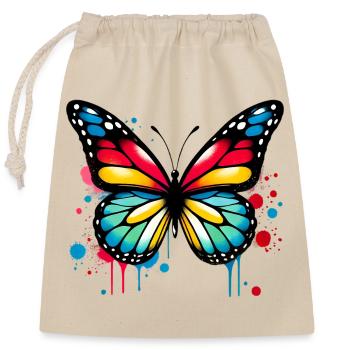 Papillon - Sac cadeau en coton avec cordon (25 x 30 cm) - nature - Devant