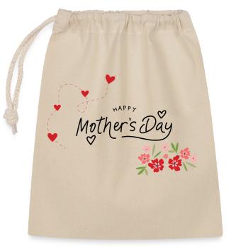 Happy Mothersday - Muttertagsgruß - Verschließbarer Geschenkbeutel aus Baumwolle (25x30cm) - Natur - Vorne