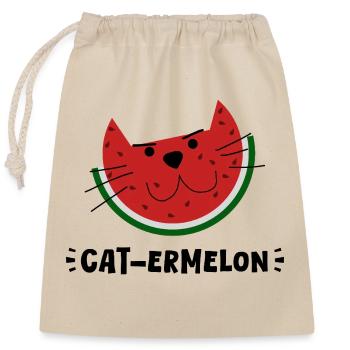 Catermelon – Fusion chat & melon, griffonnage ludique - Sac cadeau en coton avec cordon (25 x 30 cm) - nature - Devant