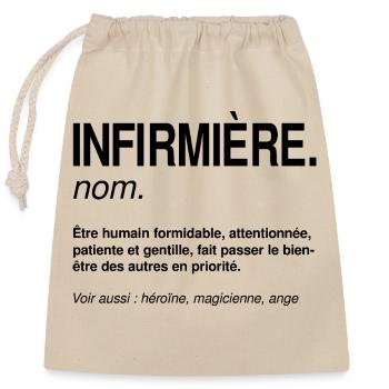 Infirmière Définition Héroïne du Quotidien - Sac cadeau en coton avec cordon (25 x 30 cm) - nature - Devant