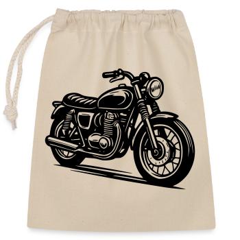 Moto Ancienne - Sac cadeau en coton avec cordon (25 x 30 cm) - nature - Devant