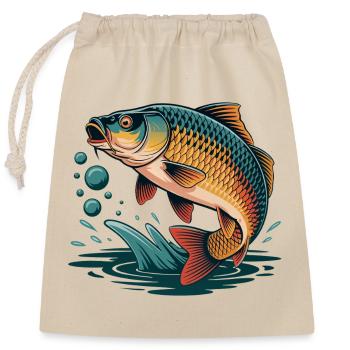 Carpe sauteuse - Sac cadeau en coton avec cordon (25 x 30 cm) - nature - Devant