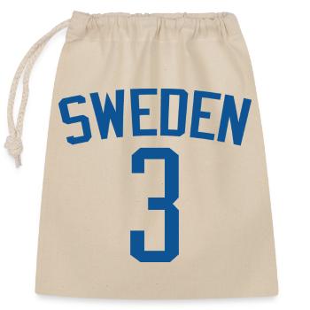 Sweden 3 – Sport design - Closable cotton gift bag (25x30cm) - nature - Front