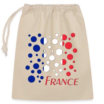 France Dot Pattern Flag - Closable cotton gift bag (25x30cm) - nature - Front