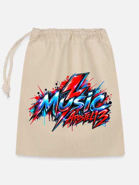 Music – Retro Lightning Bolt Design - Verschließbarer Geschenkbeutel aus Baumwolle (25x30cm) - Natur