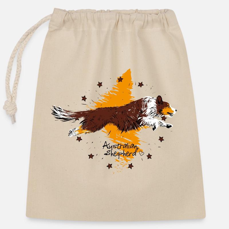 Australian Shepherd, red tri - Closable cotton gift bag (25x30cm) - nature