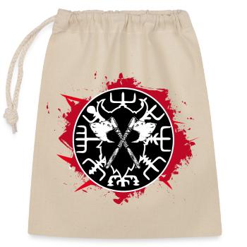 boussole vegvisir du Nord Sanglante - Sac cadeau en coton avec cordon (25 x 30 cm) - nature - Devant
