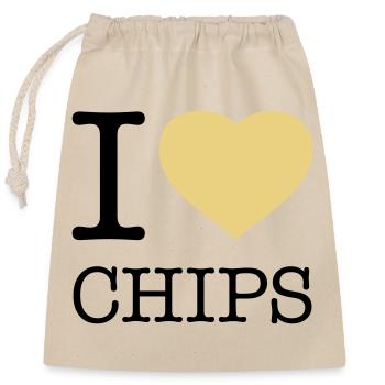 I LOVE CHIPS - Closable cotton gift bag (25x30cm) - nature - Front