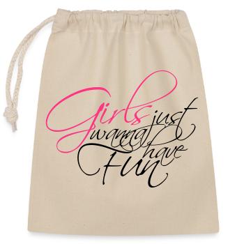 serifen cool design logo girls just wanna have fun - Verschließbarer Geschenkbeutel aus Baumwolle (25x30cm) - Natur - Vorne