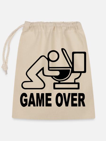 Game over - Verschließbarer Geschenkbeutel aus Baumwolle (25x30cm) - Natur