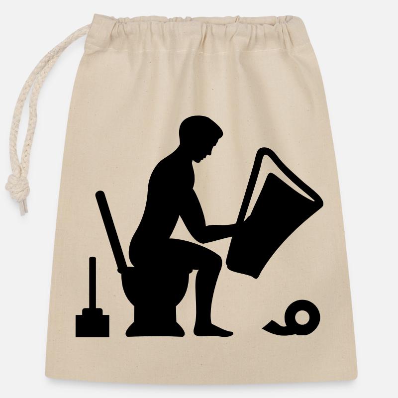 Toilettes - toilettes - Sac cadeau en coton avec cordon (25 x 30 cm) - nature