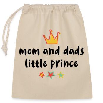 MOM AND DADS PRINCE BABY GEBURT - Verschließbarer Geschenkbeutel aus Baumwolle (25x30cm) - Natur - Vorne