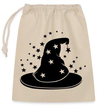 Magical wizard hat with stars - Closable cotton gift bag (25x30cm) - nature - Front