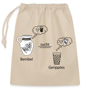 Denkblasen Bembel und Geripptes - Verschließbarer Geschenkbeutel aus Baumwolle (25x30cm) - Natur - Vorne