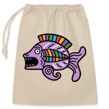 Culture des Incas, symbole du poisson - Sac cadeau en coton avec cordon (25 x 30 cm) - nature - Devant