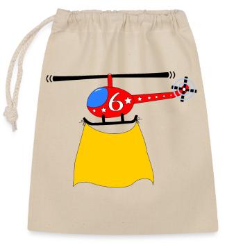 Anniversaire de l’hélicoptère 6 - Sac cadeau en coton avec cordon (25 x 30 cm) - nature - Devant