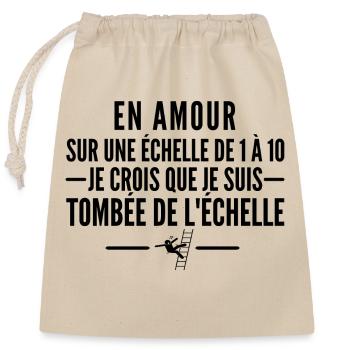 en amour sur une échelle de 1 à 10 - Sac cadeau en coton avec cordon (25 x 30 cm) - nature - Devant