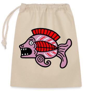 Culture des Incas, symbole du poisson - Sac cadeau en coton avec cordon (25 x 30 cm) - nature - Devant