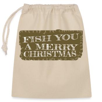 birthday christmas fish present idea gift idea - Verschließbarer Geschenkbeutel aus Baumwolle (25x30cm) - Natur - Vorne