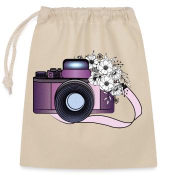 CAMARA CON FLORES - Sac cadeau en coton avec cordon (25 x 30 cm) - nature - Devant
