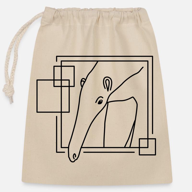 Anteater in Geometric Shape - Line Art Design - Closable cotton gift bag (25x30cm) - nature