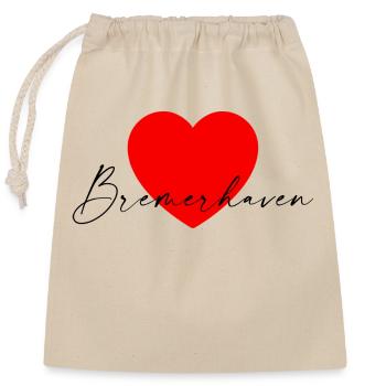 i Love Bremerhaven - Verschließbarer Geschenkbeutel aus Baumwolle (25x30cm) - Natur - Vorne