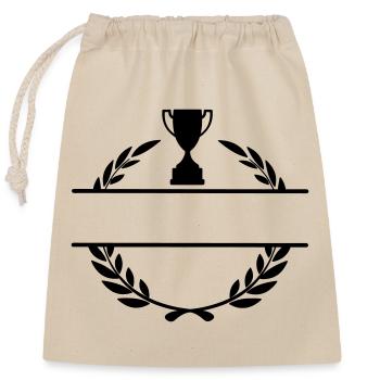 Lauwerkrans name banner with cup - Closable cotton gift bag (25x30cm) - nature - Front
