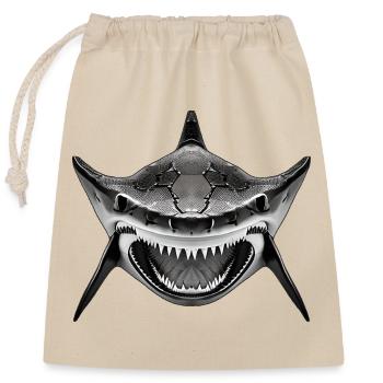 Shark with open mouth - Closable cotton gift bag (25x30cm) - nature - Front