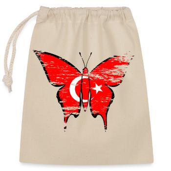 Drapeau de la Turquie papillon utilisé - Sac cadeau en coton avec cordon (25 x 30 cm) - nature - Devant