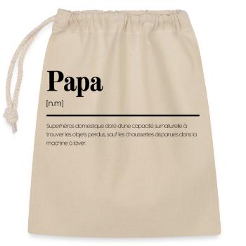 Définition papa humoristique cadeau - Sac cadeau en coton avec cordon (25 x 30 cm) - nature - Devant