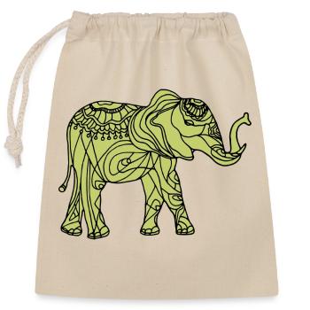 Elefant - Verschließbarer Geschenkbeutel aus Baumwolle (25x30cm) - Natur - Vorne