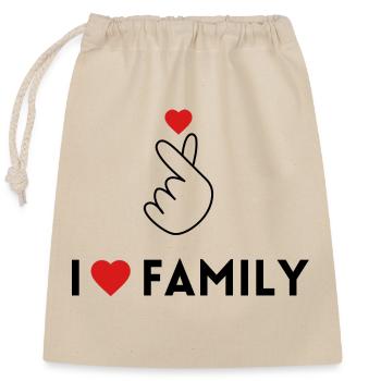 i love family - Sac cadeau en coton avec cordon (25 x 30 cm) - nature - Devant