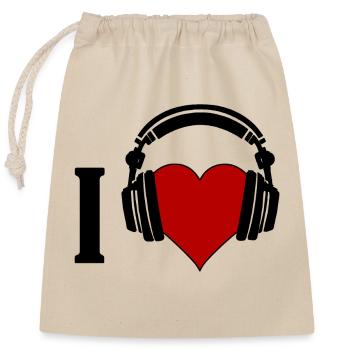 I ♥️ Music - Verschließbarer Geschenkbeutel aus Baumwolle (25x30cm) - Natur - Vorne