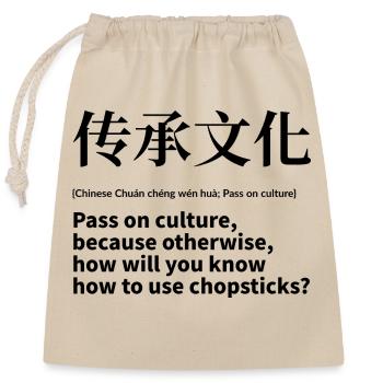 Famille Chine - Sac cadeau en coton avec cordon (25 x 30 cm) - nature - Devant