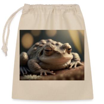 Cute animals doing hibernation – toad - Closable cotton gift bag (25x30cm) - nature - Front